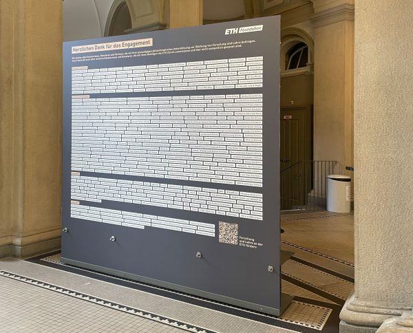 ETH Zurich Foundation, New donor wall makes philanthropy visible